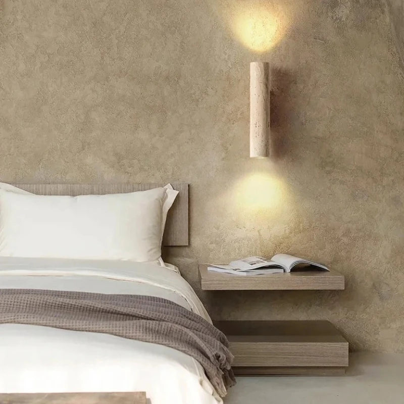 Geel Marmeren Wandlamp met LED – Wabi Sabi Stijl voor Slaapkamer en Woonkamer 2