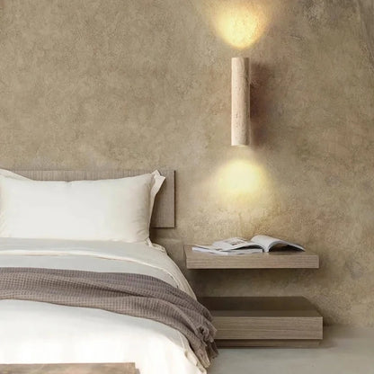 Geel Marmeren Wandlamp met LED – Wabi Sabi Stijl voor Slaapkamer en Woonkamer 2