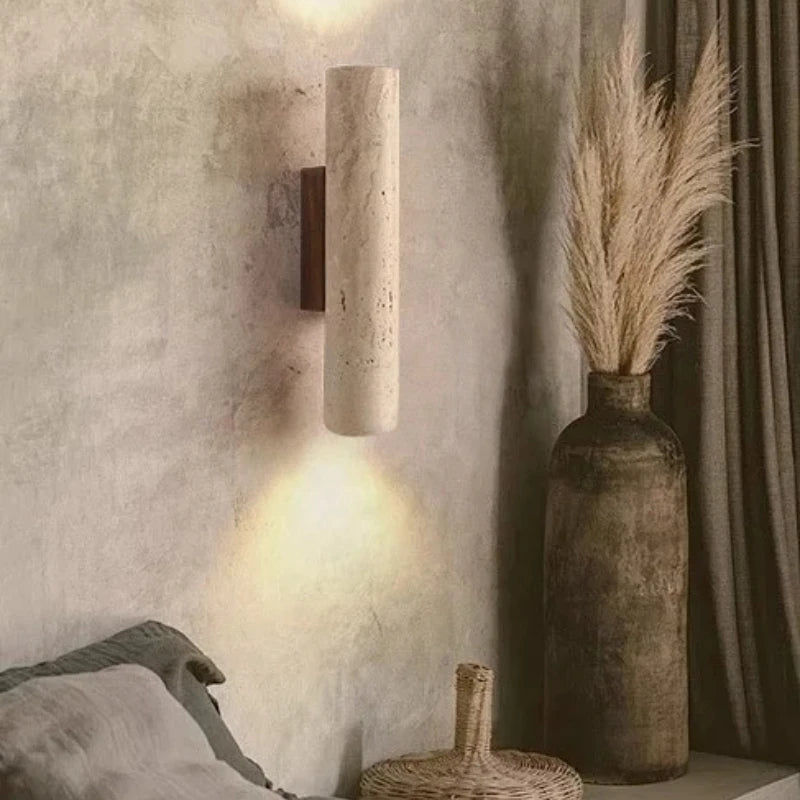 Geel Marmeren Wandlamp met LED – Wabi Sabi Stijl voor Slaapkamer en Woonkamer 3