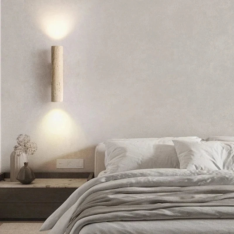 Geel Marmeren Wandlamp met LED – Wabi Sabi Stijl voor Slaapkamer en Woonkamer 4