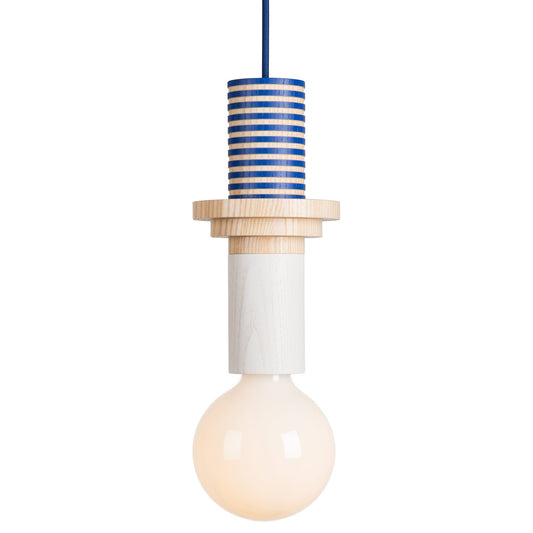 Gekleurde Houten Blokken Hanglamp voor Woonkamer of Eetkamer – Verstelbaar Snoer, Modern Industrieel Ontwerp 0
