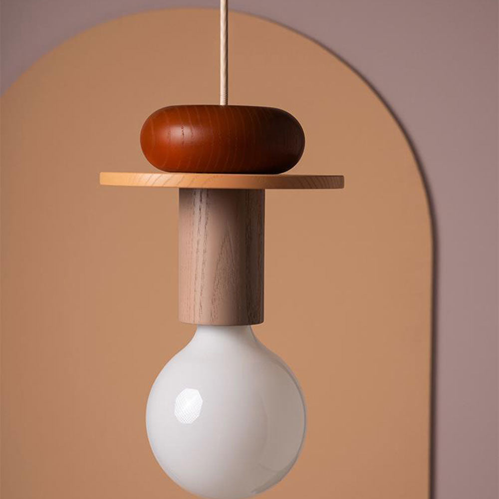 Gekleurde Houten Blokken Hanglamp voor Woonkamer of Eetkamer – Verstelbaar Snoer, Modern Industrieel Ontwerp 10