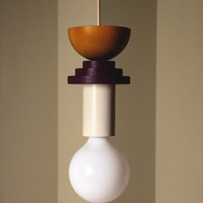 Gekleurde Houten Blokken Hanglamp voor Woonkamer of Eetkamer – Verstelbaar Snoer, Modern Industrieel Ontwerp 12