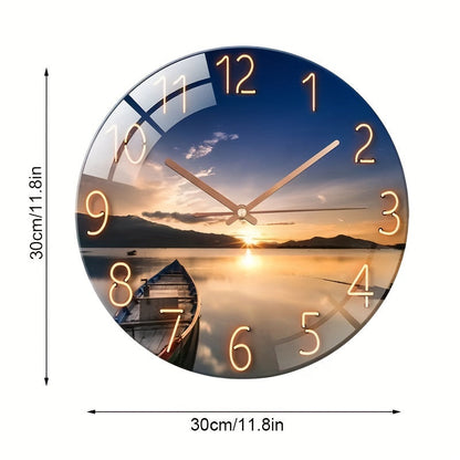 Glazen Wandklok met Stil Mechanisme en Nautisch Ontwerp – 30 cm 3