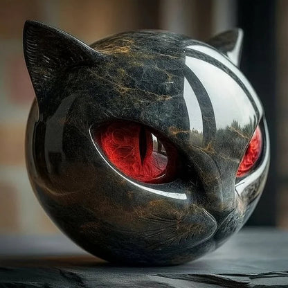 Gotische Zwarte Kat Sculptuur – Indringende Ogen, Gedetailleerd Decoratief Ornament voor Modern en Eclectisch Interieur 2
