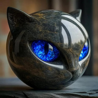 Gotische Zwarte Kat Sculptuur – Indringende Ogen, Gedetailleerd Decoratief Ornament voor Modern en Eclectisch Interieur 3