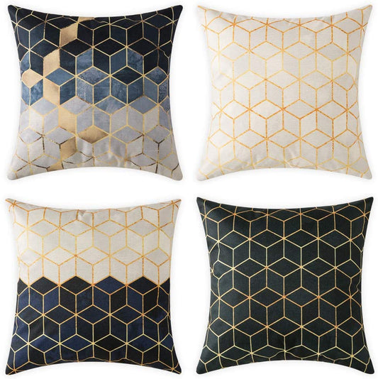 Gouden Kussenhoezen Set van 4 - Ademend Pluche voor Kussens 45x45 en 50x50 cm 0