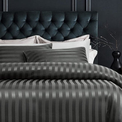 Grijs Satijnen Beddengoed Set 200 x 220 cm met Verborgen Ritssluiting en 2 Kussenslopen 80 x 80 cm 3