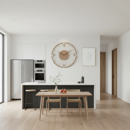 Grote Wandklok van Hout met Stil Klokwerk en Duidelijke Cijfers – Modern Design voor Elke Ruimte 2