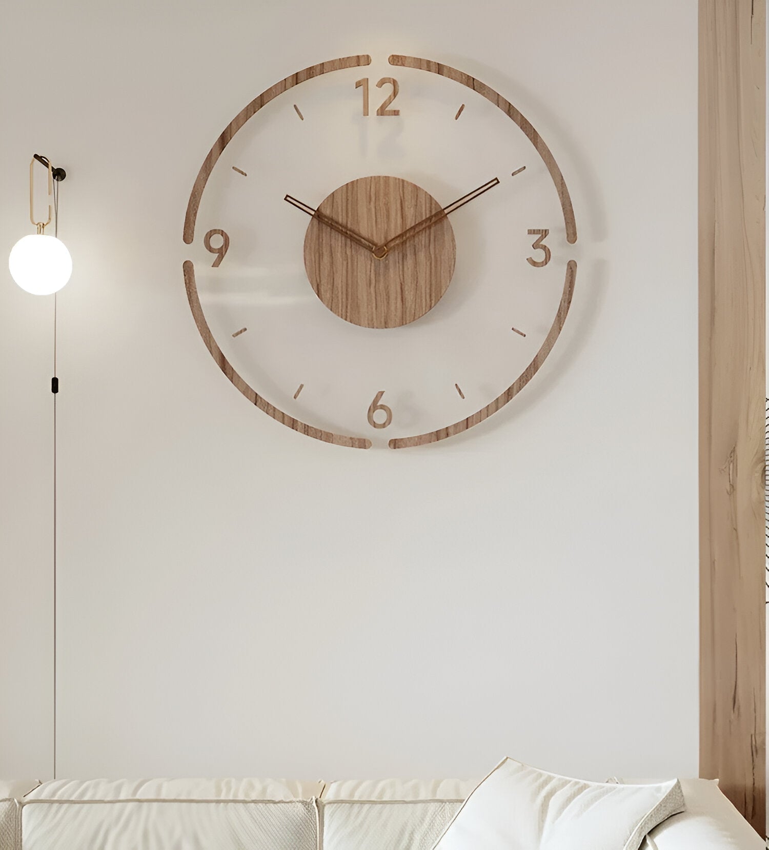Grote Wandklok van Hout met Stil Klokwerk en Duidelijke Cijfers – Modern Design voor Elke Ruimte 5