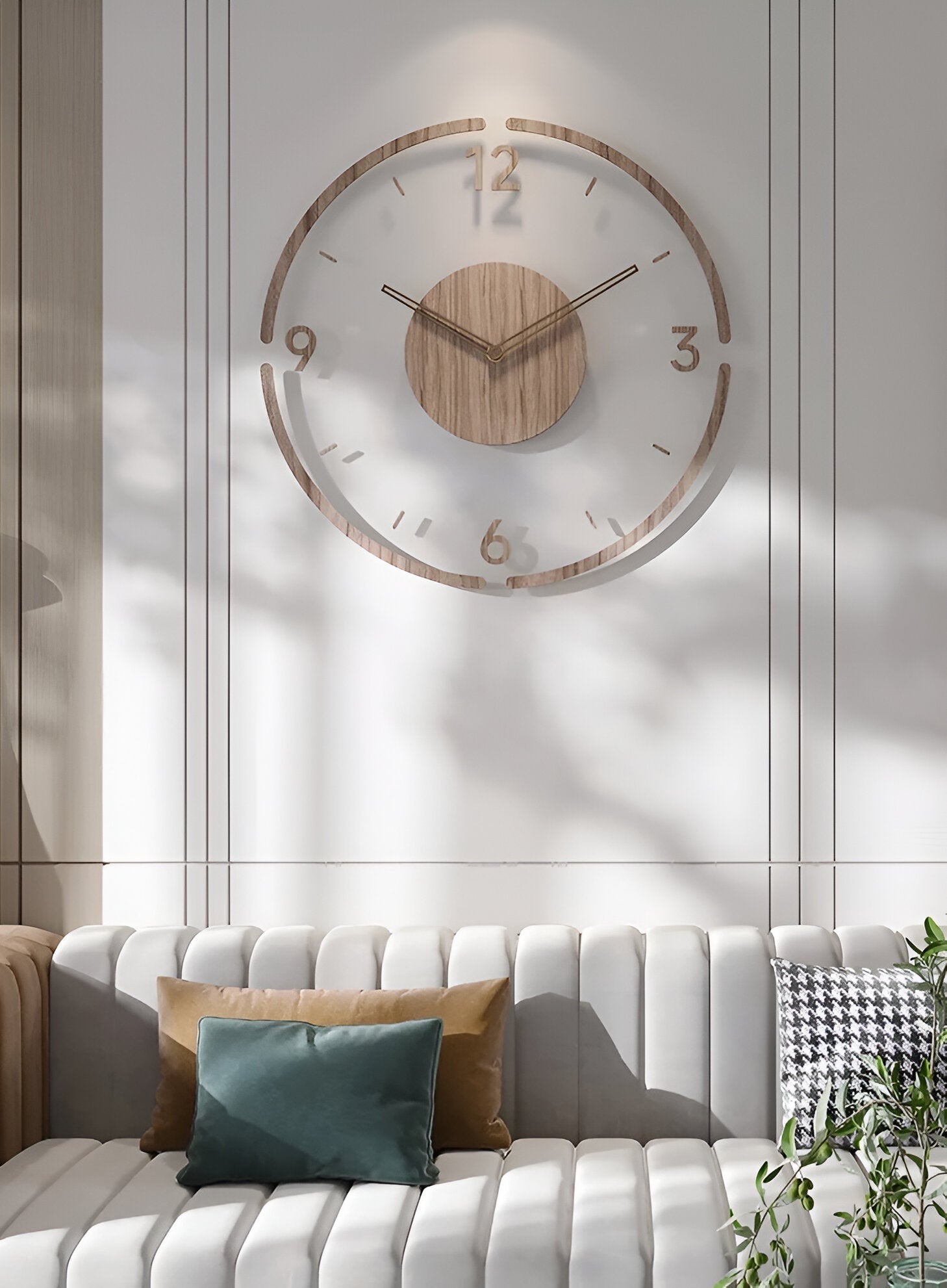 Grote Wandklok van Hout met Stil Klokwerk en Duidelijke Cijfers – Modern Design voor Elke Ruimte 6