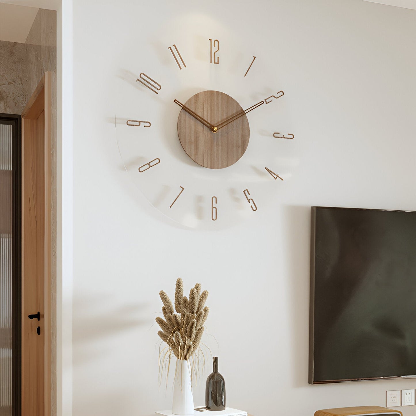 Grote Wandklok van Hout met Stil Klokwerk en Duidelijke Cijfers – Modern Design voor Elke Ruimte 8