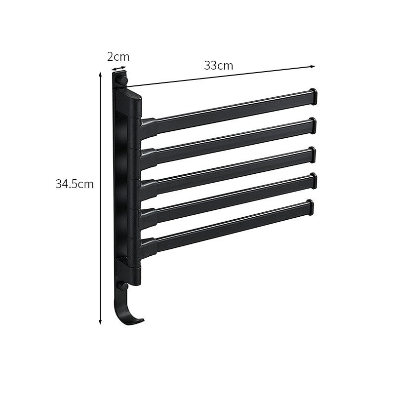 Handdoekenrek Zwart Met 5 Draaibare Armen – Modern Wandmontage Handdoek Rek Voor Badkamer 5