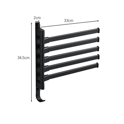 Handdoekenrek Zwart Met 5 Draaibare Armen – Modern Wandmontage Handdoek Rek Voor Badkamer 5