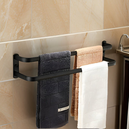 Handdoekhouder Wandmontage 3-laags van Aluminium – Zwart, Ruimtebesparend Ontwerp 1