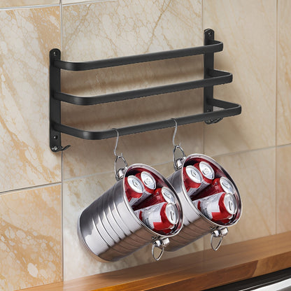 Handdoekhouder Wandmontage 3-laags van Aluminium – Zwart, Ruimtebesparend Ontwerp 3