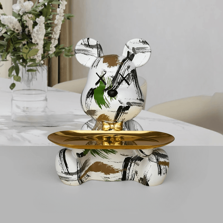 Handgemaakt Beer Hars Tafelblad met Kleurrijke Dienblad en Opbergfunctie 2