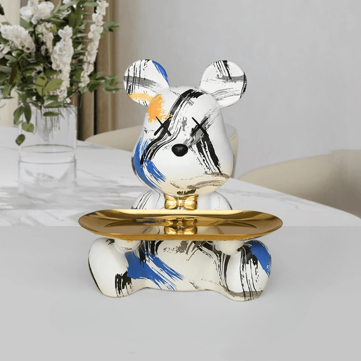 Handgemaakt Beer Hars Tafelblad met Kleurrijke Dienblad en Opbergfunctie 3