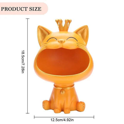 Handgemaakte Kat Sleutelhangerhouder van Hars – Decoratief en Functioneel, 28 x 18,5 cm, Wit/Roze/Oranje/Groen 5