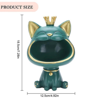 Handgemaakte Kat Sleutelhangerhouder van Hars – Decoratief en Functioneel, 28 x 18,5 cm, Wit/Roze/Oranje/Groen 6