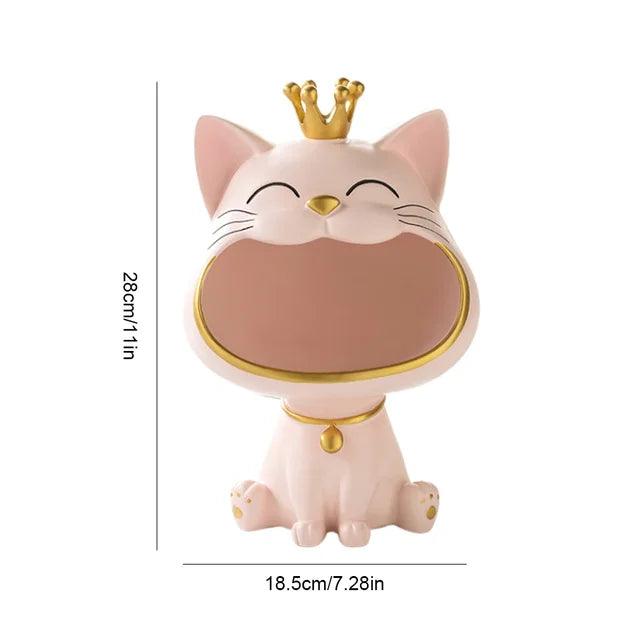 Handgemaakte Kat Sleutelhangerhouder van Hars – Decoratief en Functioneel, 28 x 18,5 cm, Wit/Roze/Oranje/Groen 7