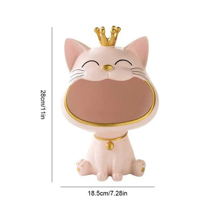 Handgemaakte Kat Sleutelhangerhouder van Hars – Decoratief en Functioneel, 28 x 18,5 cm, Wit/Roze/Oranje/Groen 7