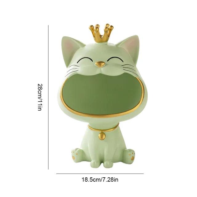 Handgemaakte Kat Sleutelhangerhouder van Hars – Decoratief en Functioneel, 28 x 18,5 cm, Wit/Roze/Oranje/Groen 8