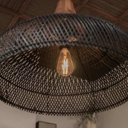 Handgemaakte Rieten Hanglamp voor Woonkamer en Eettafel - Japandi Boho Stijl met Warm Wit Licht 6