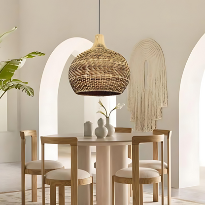 Handgeweven Rieten Hanglamp voor Woonkamer – Bohemian Stijl, 30cm Hoog, Natuurlijk Riet, Duurzaam en Eenvoudig te Installeren 4