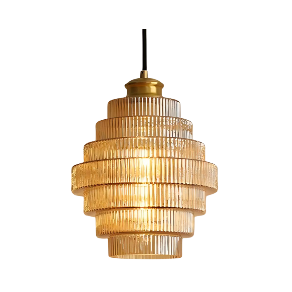 Hanglamp met Retro Glazen Vorm en Messing Afwerking – Verstelbare Lengte voor Diverse Ruimtes 0
