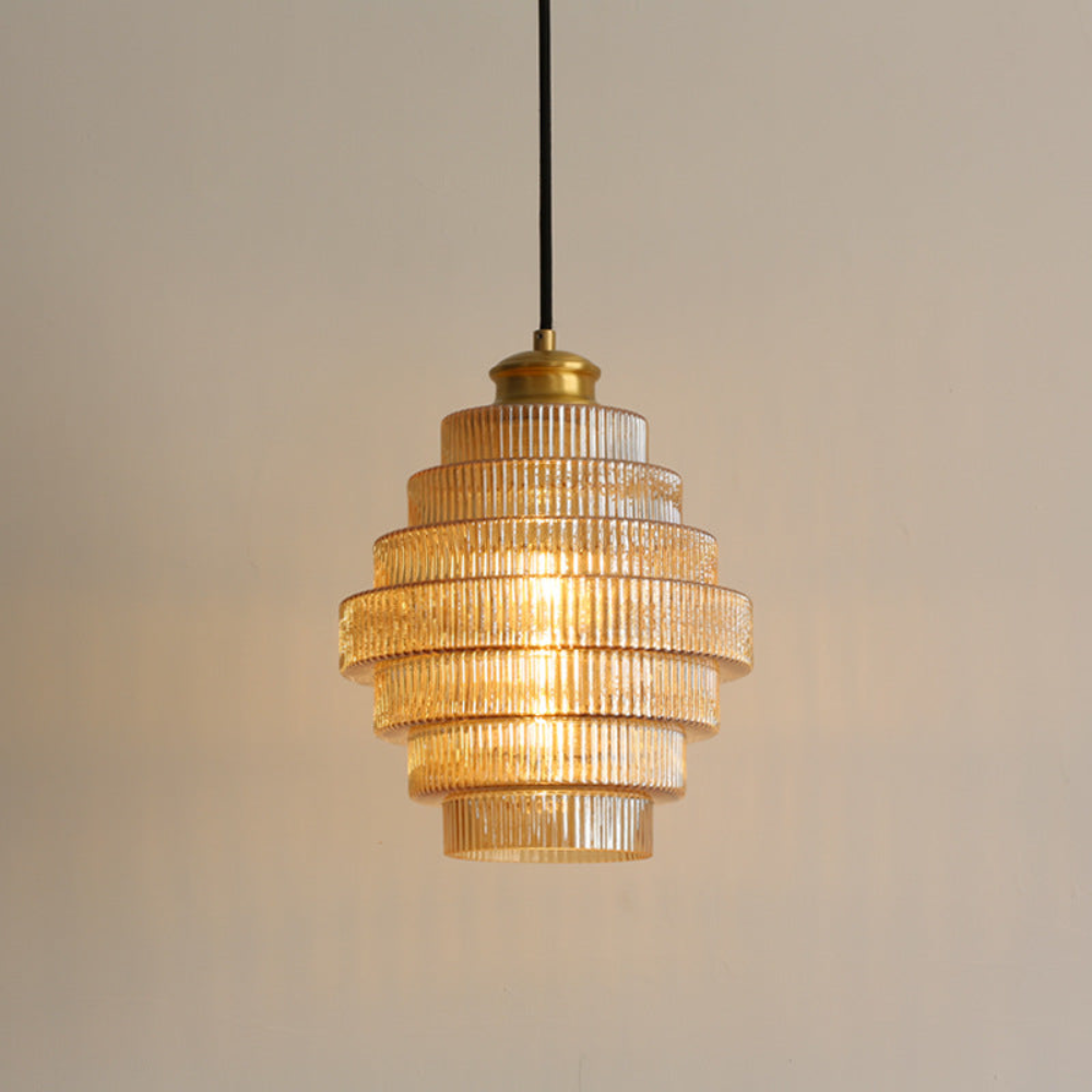Hanglamp met Retro Glazen Vorm en Messing Afwerking – Verstelbare Lengte voor Diverse Ruimtes 1