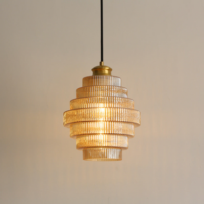 Hanglamp met Retro Glazen Vorm en Messing Afwerking – Verstelbare Lengte voor Diverse Ruimtes 1