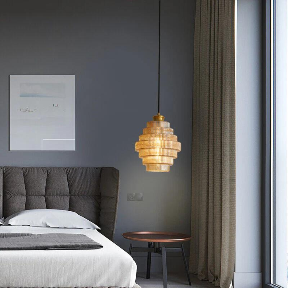Hanglamp met Retro Glazen Vorm en Messing Afwerking – Verstelbare Lengte voor Diverse Ruimtes 2