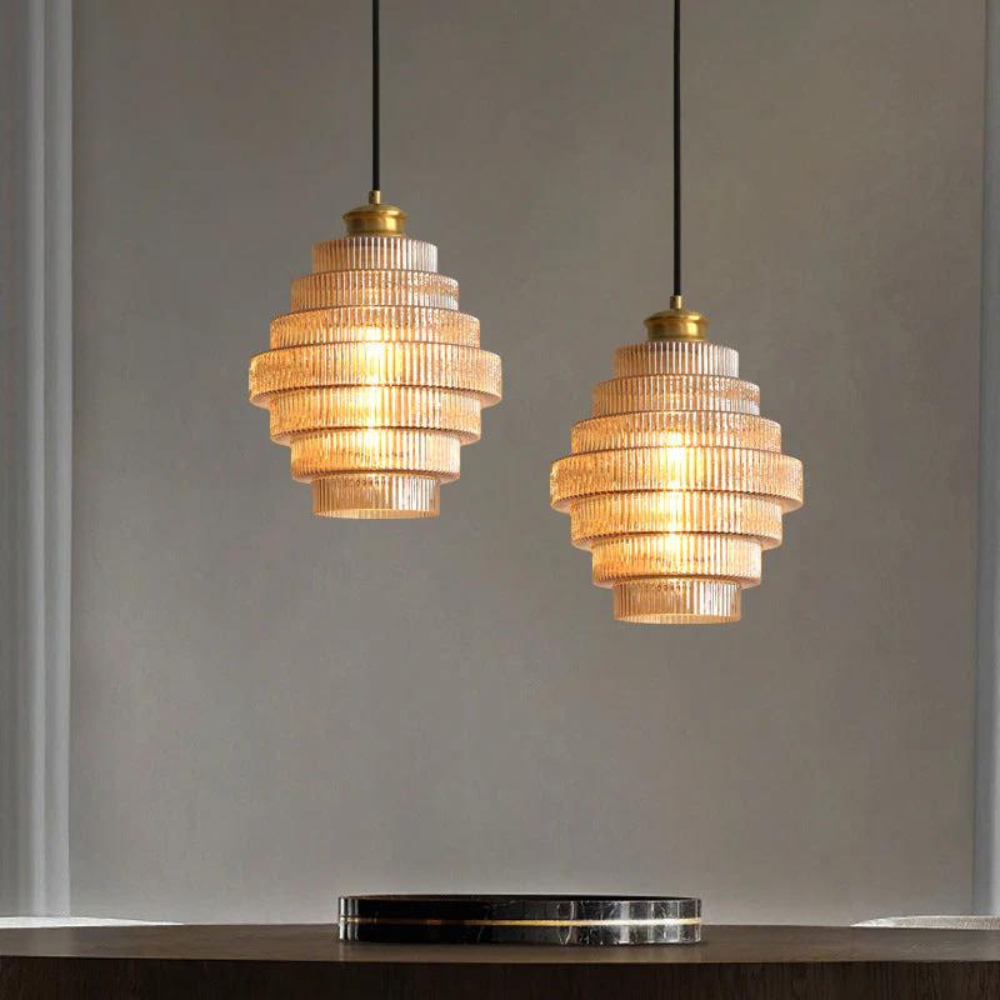 Hanglamp met Retro Glazen Vorm en Messing Afwerking – Verstelbare Lengte voor Diverse Ruimtes 4