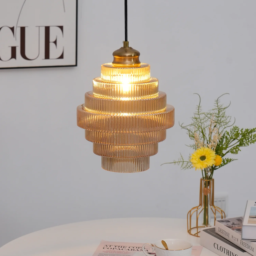 Hanglamp met Retro Glazen Vorm en Messing Afwerking – Verstelbare Lengte voor Diverse Ruimtes 7