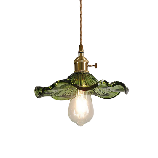 Hibiscusbloem Hanglamp van Glas en Messing voor Eettafel en Woonkamer – Verstelbare Pendelarmatuur met E27 Fitting 1