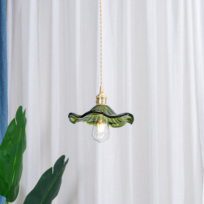 Hibiscusbloem Hanglamp van Glas en Messing voor Eettafel en Woonkamer – Verstelbare Pendelarmatuur met E27 Fitting 4