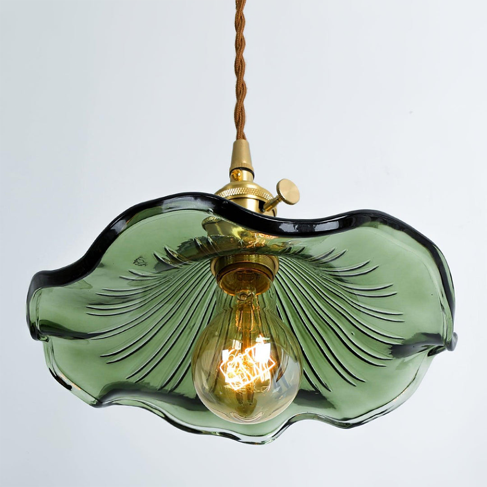 Hibiscusbloem Hanglamp van Glas en Messing voor Eettafel en Woonkamer – Verstelbare Pendelarmatuur met E27 Fitting 6