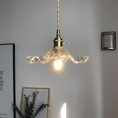 Hibiscusbloem Hanglamp van Glas en Messing voor Eettafel en Woonkamer – Verstelbare Pendelarmatuur met E27 Fitting 8