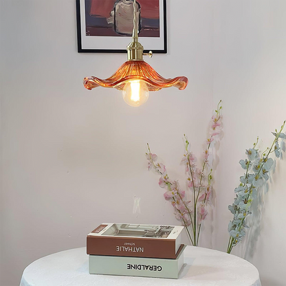 Hibiscusbloem Hanglamp van Glas en Messing voor Eettafel en Woonkamer – Verstelbare Pendelarmatuur met E27 Fitting 9