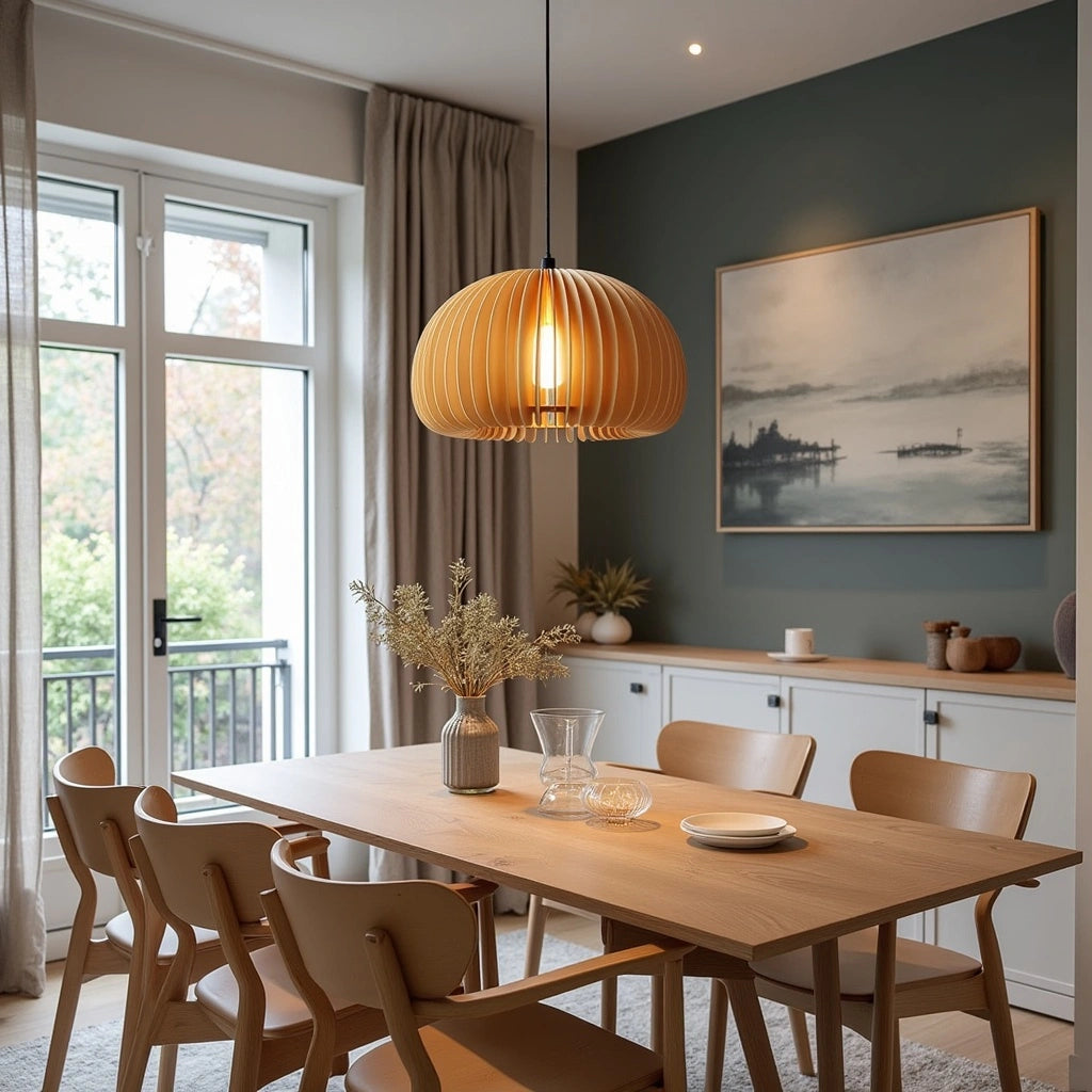 Houten Hanglamp Pompoenvorm voor Woonkamer, Eetkamer en Slaapkamer – Natuurlijke Verlichting in Diverse Maten 0