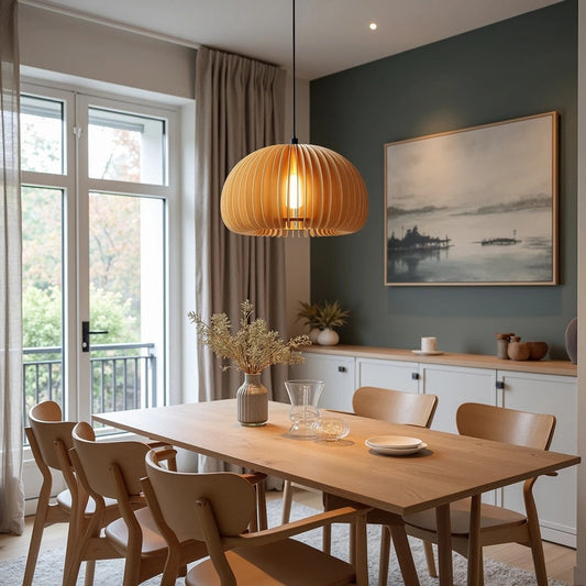 Houten Hanglamp Pompoenvorm voor Woonkamer, Eetkamer en Slaapkamer – Natuurlijke Verlichting in Diverse Maten 0