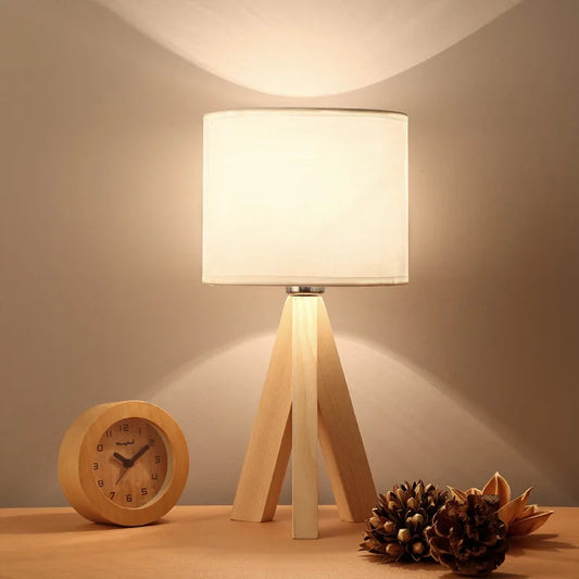 Houten Tafellamp met E27 Fitting – Modern Minimalistisch Ontwerp voor Slaapkamer en Woonkamer 0