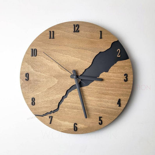 Houten Wandklok 30x30 cm met Minimalistisch Ontwerp – Tijdloze Decoratie voor Elke Kamer 0