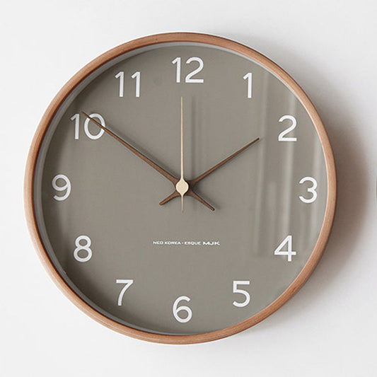 Houten Wandklok in Scandinavische Stijl – 30 cm Diameter met Nauwkeurig Kwartsuurwerk, Grijs of Wit 0
