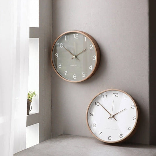 Houten Wandklok in Scandinavische Stijl – 30 cm Diameter met Nauwkeurig Kwartsuurwerk, Grijs of Wit 1