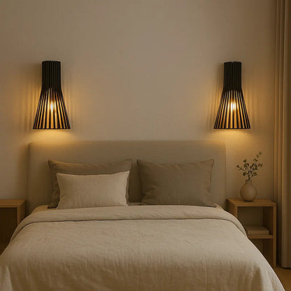 Houten Wandlamp Zwart of Wit Accent – Moderne Muurlamp voor Binnen met Eenvoudige Montage 2