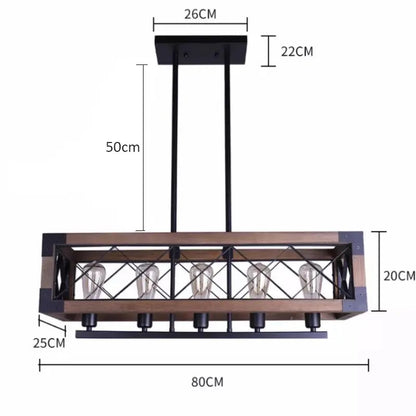 Industriële Hanglamp met Hout en Vijf Verlichtingspunten – Perfect voor Moderne Interieurs 2