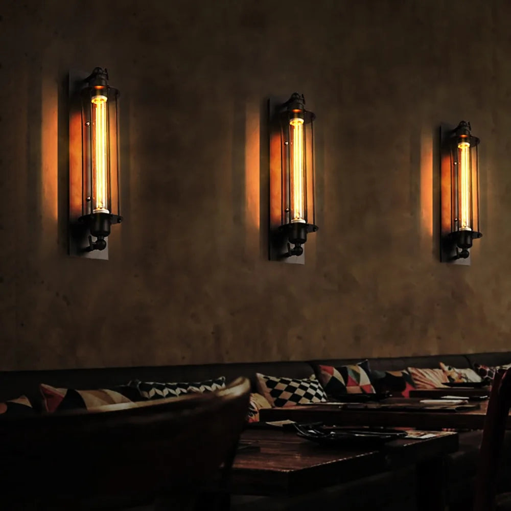 Industriële Wandlamp Zwart met Retro Design voor Slaapkamer en Woonkamer – Snoerloze Muurlamp voor Binnen 0