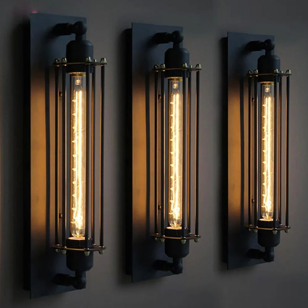 Industriële Wandlamp Zwart met Retro Design voor Slaapkamer en Woonkamer – Snoerloze Muurlamp voor Binnen 1